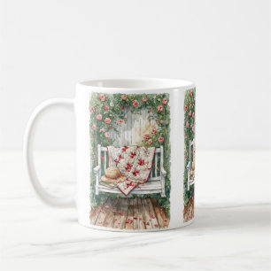Caneca De Café Vintage Rosa Swing com Quilt Charm