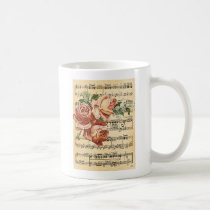 Caneca De Café Vintage Rosa Trio & Música