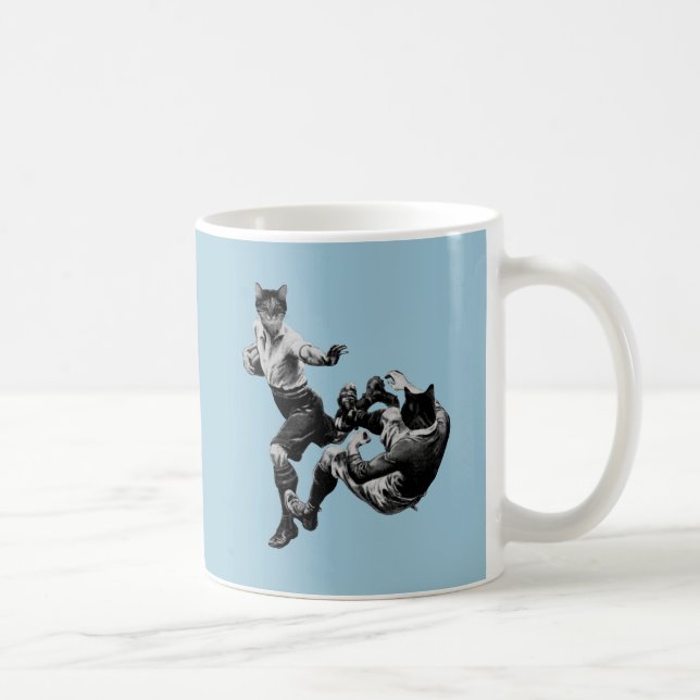 Caneca De Café vintage rúgbi engraçado jogando gatos (Direita)