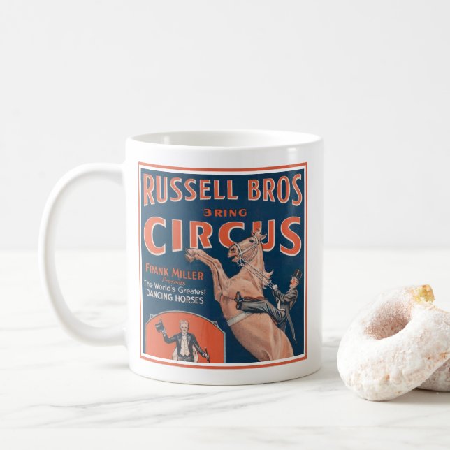 Caneca De Café Vintage Russell Brothers Circus Poster. (Com Donut)