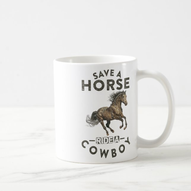 Caneca De Café Vintage Salvar Um Cavalo (Direita)