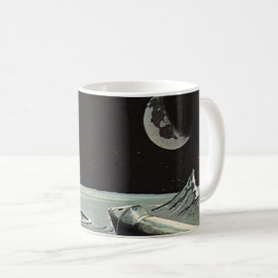 Caneca De Café Vintage Science Ficting, Rocket Ship Moon Planets