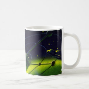 Caneca De Café Vintage Science Fiction Green Planet w Spaceship