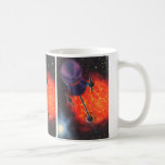 Caneca De Café Vintage Science Fiction, Sci Fi Rocket, Red Planet<br><div class="desc">Vintage Illustration science fiction image apresentando uma espaçonave flutuando pelo espaço com um planeta de fogo vermelho feito de lava vulcânica.</div>