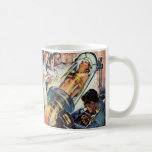 Caneca De Café Vintage Science Fiction, Woman Lab Experiment<br><div class="desc">Imagem de ficção científica em Vintage,  mostrando uma mulher em um tubo em um laboratório sendo examinado por cientistas.</div>