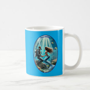 Caneca De Café Vintage SCUBA Merge Diver com uma Sereid URM