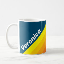 Caneca De Café Vintage Sea Sun Stripes with Name