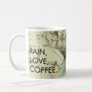 Caneca De Café Vintage Seattle Rain Love Café