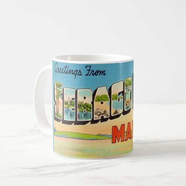Caneca De Café Vintage Sebago Lake Maine (Frente Esquerda)