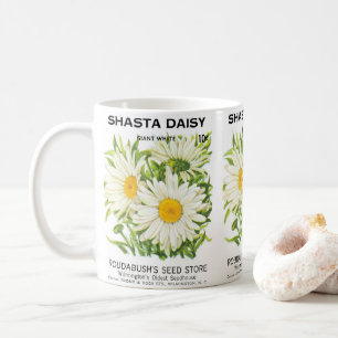 Caneca De Café Vintage Seed Packet Art, Shasta Daisy Flowers