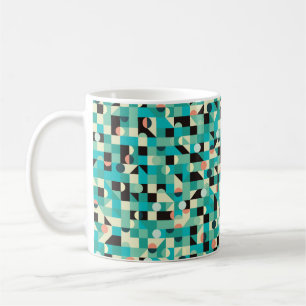 Caneca De Café Vintage sem costura com triângulos e círculo