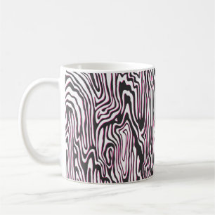 Caneca De Café Vintage sem costura - wav preto, branco e rosa