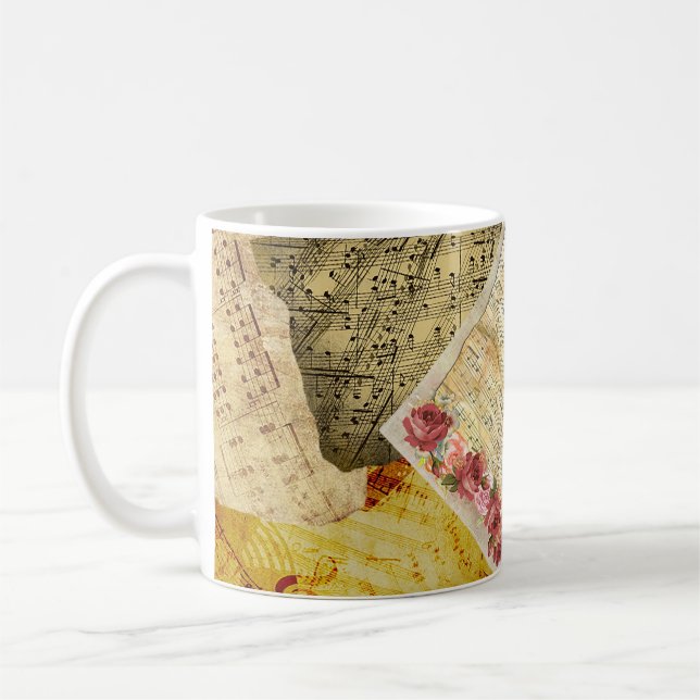 Caneca De Café Vintage Sheet Music Musical Notes Coffee Mug (Esquerda)