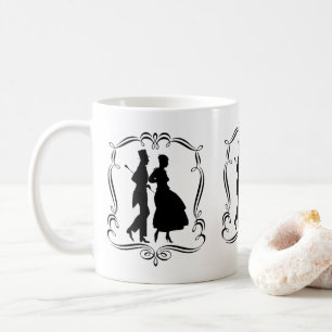 Caneca De Café Vintage Silhouette Art Elegante Man Mulher