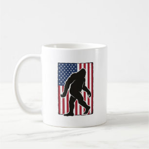 Caneca De Café Vintage Silhueta do Pé Grande da Bandeira American