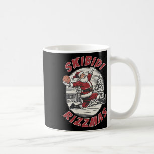 Caneca De Café Vintage Sketll Skibidi Rizz Natal Papai Noel Dunk