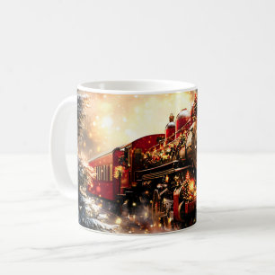 Caneca De Café Vintage Snowy Night Christmas Train Express