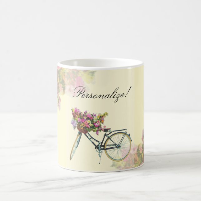 Caneca De Café Vintage Spring Flowers Bike (Centro)