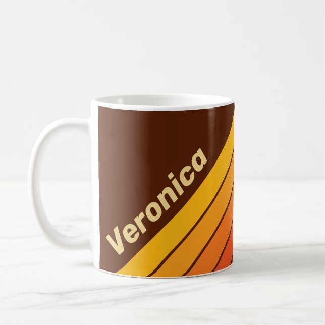 Caneca De Café Vintage Style Stripes with Name (Esquerda)