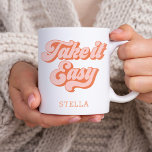 Caneca De Café Vintage Take It Easy Retro style Nome Personalizad<br><div class="desc">Vintage Take It Easy Retro style Nome Personalizado</div>