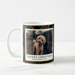 Caneca De Café Vintage Tartan Xadrez Foto Feliz Natal