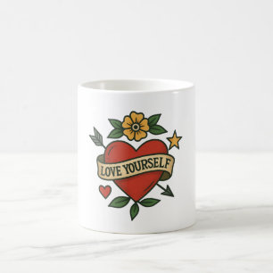 Caneca De Café Vintage Tattoo Heart PNG   Ame-se Design