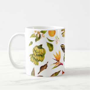 Caneca De Café Vintage tropical Watercolor, com obje isolado