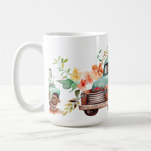 Caneca De Café Vintage Truck Fall Flowers