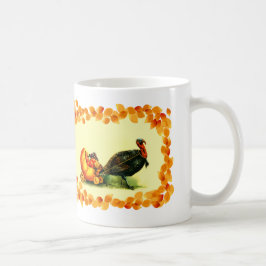 Caneca De Café Vintage Turquia e Pumpkin no Ação de Graças