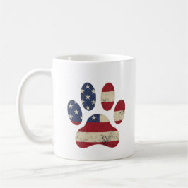 Caneca De Café Vintage USA Flag 4° Do Julho Paw Dog Lover