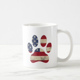 Caneca De Café Vintage USA Flag 4° Do Julho Paw Dog Lover
