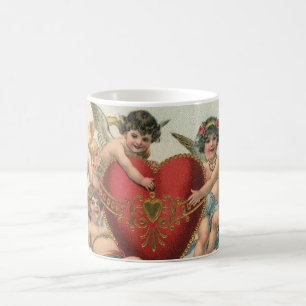 Caneca De Café Vintage Valentines, Anjos Vitorianos Querubins Cor