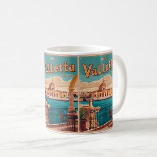 Caneca De Café Vintage Valletta, lembranças e presentes de viagem