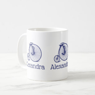 Caneca De Café Vintage Velocipede Penny Farthing Bike Blu