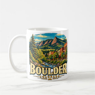 Caneca De Café Vintage Viagem Arte Marco Boulder Colorado