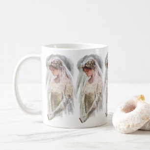Caneca De Café Vintage Victorian Bride com a Bíblia Harrison Fish