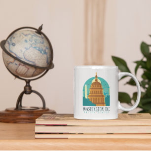 Caneca De Café Vintage Washington D.C. Capitol dos Estados Unidos