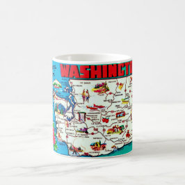 Caneca De Café Vintage Washington Map Mug