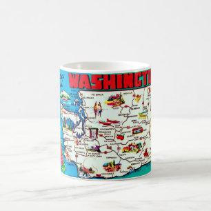 Caneca De Café Vintage Washington Map Mug