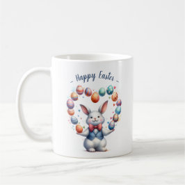 Caneca De Café "Vintage Watercolor Bunny Fazendo Malabarismo Com 