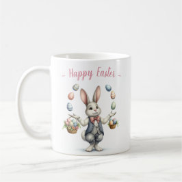 Caneca De Café Vintage Watercolor Bunny Fazendo Malabarismo Com O
