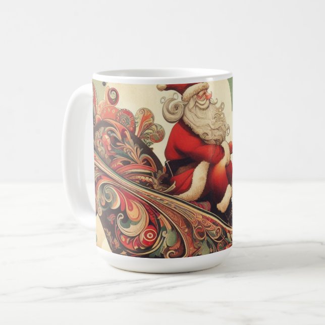 Caneca De Café vintage/whimsical/papais noeis/Natal (Frente Esquerda)