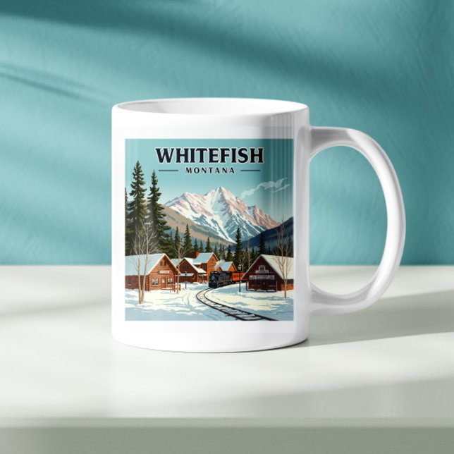 Caneca De Café Vintage Whitefish Montana (Criador carregado)