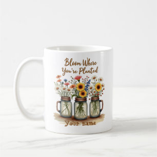 Caneca De Café Vintage Wildflower Mason Jar Coffee Mug