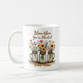 Caneca De Café Vintage Wildflower Mason Jar Coffee Mug