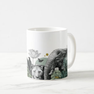 Caneca De Café Vintage Wildlife e Safari Engrave Art