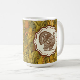 Caneca De Café Vintage William Morris Outono Milho e Peru