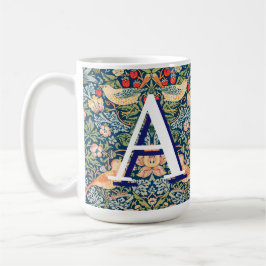 Caneca De Café Vintage William Morris "Strawberry Thief" Monogram