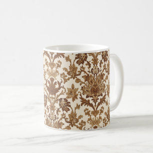 Caneca De Café Vintage William Morris Veneziano Floral Marrom Bra