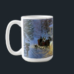 Caneca De Café Vintage Winter Town Christmas Hors (Horto de Natal<br><div class="desc">Vintage Winter Town Snowée Natal com trenó de neve desenhado a cavalo</div>